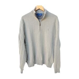 Polo Ralph Lauren Quarter Zip Sweater Mens XL Gray Pullover Knit